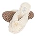 Jessica Simpson Plush Cozy Faux Shearling Thong Slide On Womens Slippers with Flowers (Size Small, Ivory) (73JM670143)