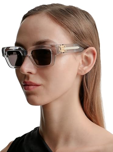 Womens Shiny Transparent Rectangular Sunglasses4