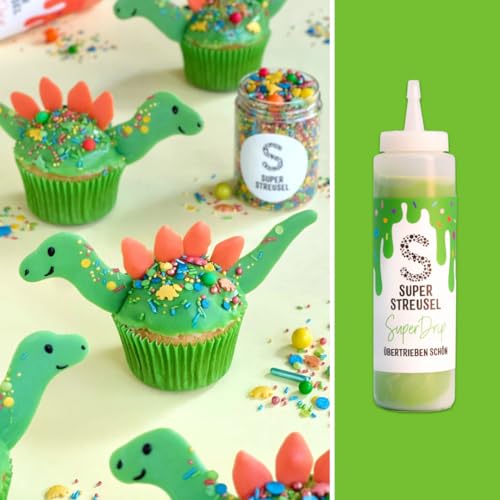 Super Streusel Super Drip RegenbogenSet 6x 130g Flaschen Vanille Schoko Geschmack | Drip Glasur für Kuchen Torten Plätzchen Muffins und co. | Drip Cake Glasur | Super Drip Cake Set