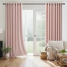 NICETOWN Blush Pink Linen Curtains 84 Inches Long 2 Panels for Bedroom Living Room, Privacy Linen Textured Window Drapes Semi Sheer Light Filtering Grommet Burlap Look Curtains, 52" W x 84" L