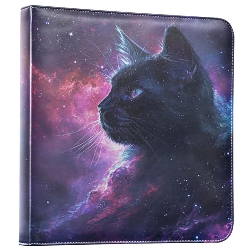 JIPONI Cat Starry Sky Large Photo Album, DIY Leather Cover Scrapbook Albums for 4x6 5x7 6x8 Pictures, Self Adhesive Memory Book for Wedding, Baby, Family