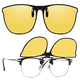 URAQT Occhiali da Guida Notturna con Clip, Occhiali a clip, Lenti Gialle Occhialis Antiriflesso Guida Notturna Sovraocchiali Notte per Uomini e Donne, Protezione UV400, ultraleggero,per Guida Notturna