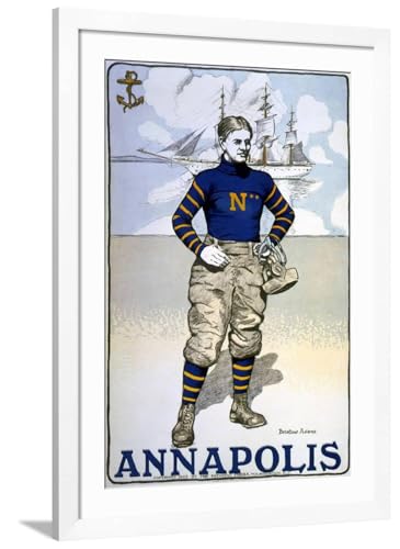 ART.COM Wall Art Print Portrait of a Us Naval Academy Player, Bristow Adams, Artist, 1902 on White Frame, 32" x 44"