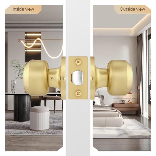 Leydebong 10 Pack Interior Door Knobs, Non Locking Interior Door Handles Without Keys, Finish in Satin Brass by Leydebong - Image 4