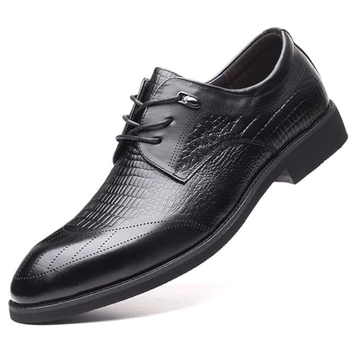Men's Leather Lace Up Chunky Platform Dress Oxfords Shoes, Men's Dress Shoes Classic Lace-up Formal Tuxedo Shoes Leather Mens Formal Shoes Round Toe