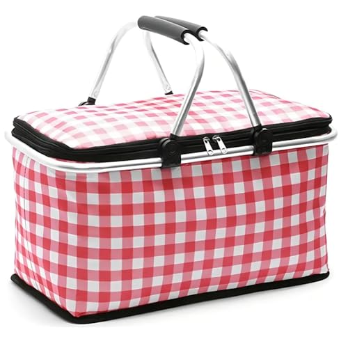 Bolsa Térmica Dobrável 30 Litros com Revestimento Isotérmico em Alumínio, Tecido Oxford Impermeável, Zíper Duplo e Design Retrátil para Praia, Camping, Piquenique, Viagens e Compras