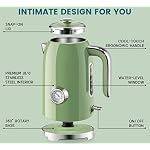 SUSTEAS 57oz Electric Kettle with Thermometer, Hot Water Pot, Retro Green - Image 4