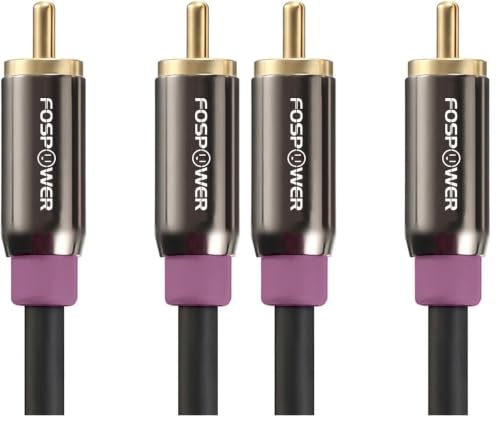 Image of FosPower Subwoofer Cable (10 FT) RCA to RCA Audio Stereo Cable, Male to Male - Dual Shielded Cord | 24K Gold Plated Connector | Corrosion Resistant | Clean Sounding Signal (Pack of 2)