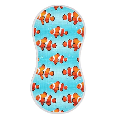 Clownfish Swimming Baby Burp Cloths for Boys and Girls, Soft Muslin Spit Up Towels, 22