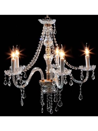 Lustre en cristal transparent CL004 or au design prestigieux
