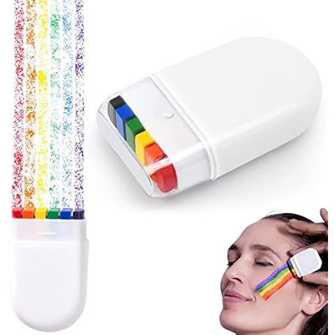 Rainbow Face Paint Pride Face Paint, Gay Pride Rainbow Stripe Fan Brush Stick Crayon Face and Body Paint for LGBTQ Gay Pride Parade, Pride Month Celebrations, Cosplay, Party, and Halloween Makeup Cover