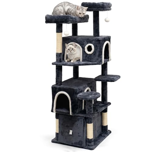 Lona rascador para gatos grandes 64 pulgadas con 2 condos miniatura 1