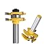 Tongue and Groove Set,Router Bit Set,Wood Door Flooring 3 Teeth Adjustable ,1/2 Inch Shank T Shape Wood Milling Cutter Woodworking Tool (2Pcs)