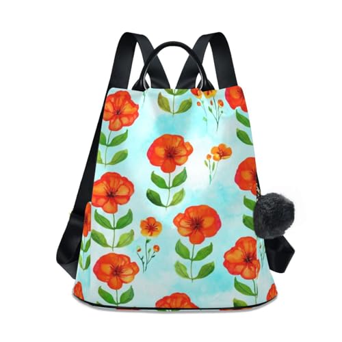 Mochila de flores rojas y azules ideal para paseos urbanos