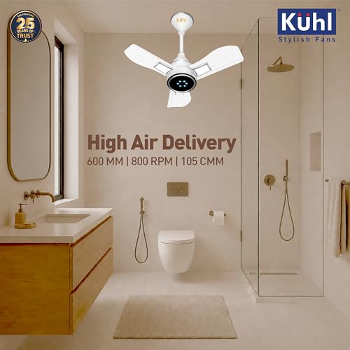 Image of KUHL Arctis A8 600 mm BLDC 65% Power Saving BLDC Ceiling Fan With Remote | BEE 5 Star Rated & ISI Marked | High Air Flow & LED Indicators | 5 Year Warranty on Motor | White