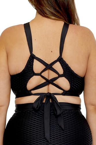 Women's Castaway Plus Size High Neck Bikini Top, Adjustable, Tie Back, Swimwear Separates3