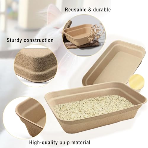 Nexboraque 8 Pack Disposable Cat Litter Box, 17 x 13.2 x 4 Inch Large Kitty Litter Box Pans Paper Cat Litter Tray for Hamster, Guinea Pig, Rabbit, Portable - Thumbnail 3