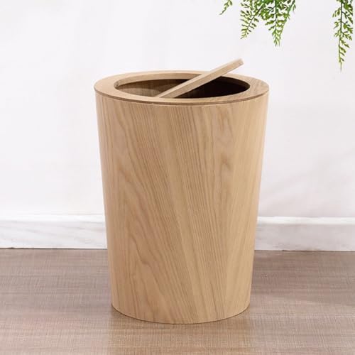 Bote de basura de madera vintage con tapa abatible para dormitorio 8