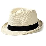 Womens Straw Hat Short Brim Panama Fedora Beach Sun Trilby Hat for Vacation Gentlemen Roll Up Summer...