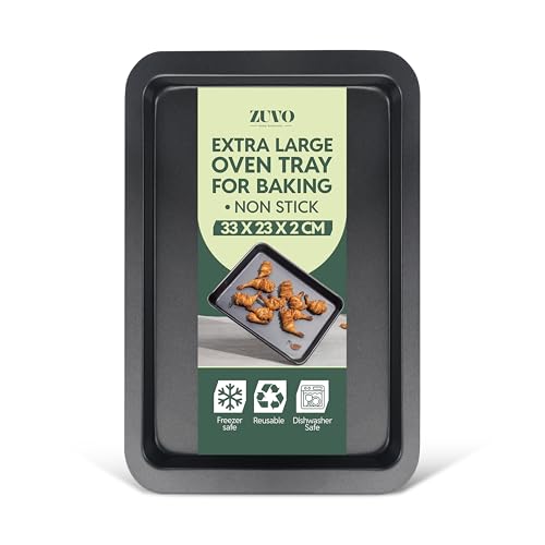 Zuvo Non-Stick Baking Tray Carbon Steel Oven Tray 33 x 23 cm Black