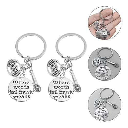 Holibanna 2 Pcs Music Keychain Presente Onde As Palavras Falham Música Fala Microfone Keychian Jóias