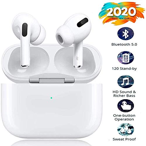 Cuffie senza fili Bluetooth, cuffie intrauricolari stereo senza fili 3D con funzione impermeabile IPX5, accoppiate automaticamente per chiamate binaurali, adatte per AirPods iPhone/Android/Apple