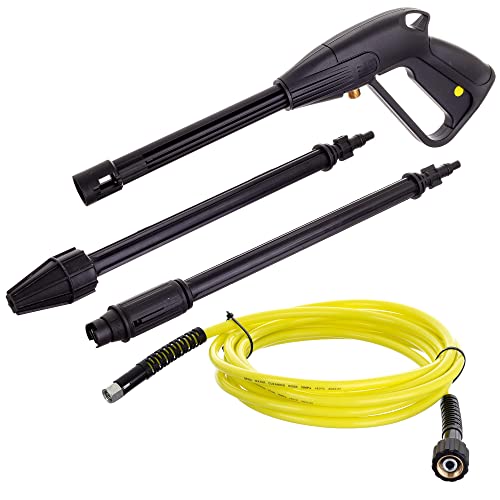 Pistola per idropulitrice Hobby Serie K M22x1,5 con tubo alta pressione 5m e lancia - Ugello regolabile e taglia-sporco - Compatibile con Kärcher