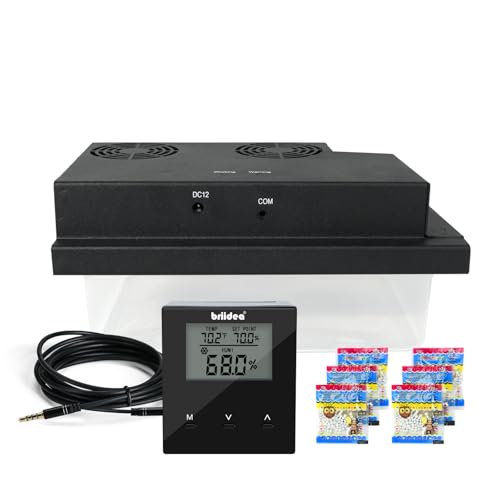 Briidea Electric Humidifier for 10-16 Cu. Ft. Cabinets, Adjustable 30%-80% RH, Accurate Temperature & Humidity Control, 12V Power Supply