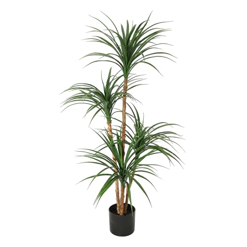 4 Ft Artificial Dracaena Tree, Realistic Fake Dracaena Plant, Tall Dracaena Houseplant for Indoor Décor, Adjustable Lifelike Faux Tree, Ideal for Photo Backdrops, Nursery, Living Room, Office