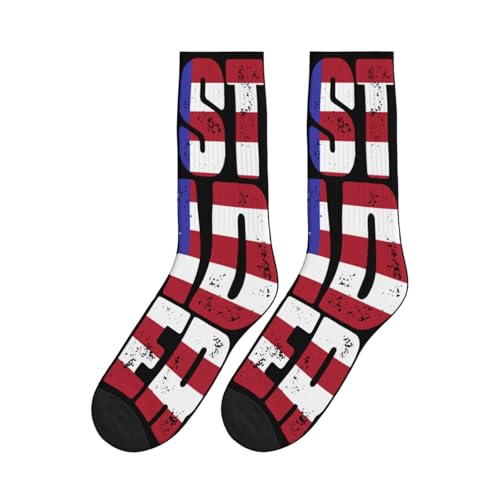 Best Dad Ever Father's Day American Flag 16 Inch Crew Socks Novelty Athletic Sock for Women Men2
