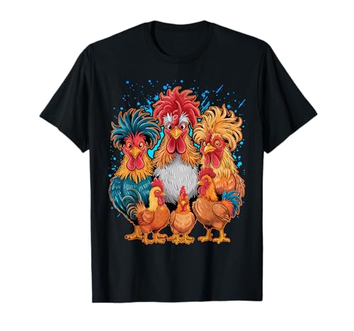 Eagerlys Colorful Funny Chicken Art,for Men Women Kids T-Shirt