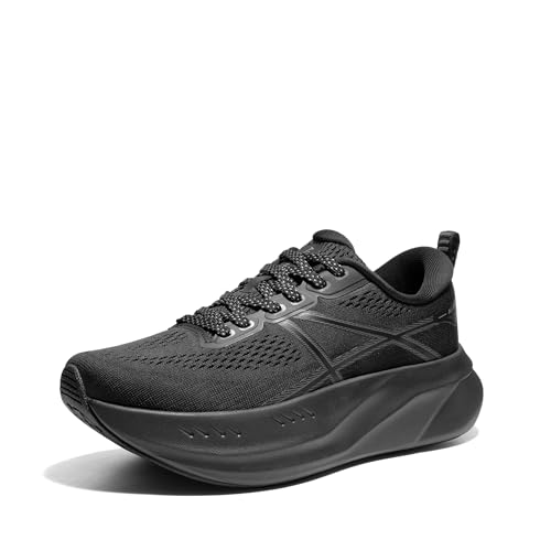 ALLSWIFIT Women's Road Running Shoes Cushion Tennis Shoes Non-Slip Comfortable Lightweight Gym Workout Athletic Arch Support Walking Sneakers Active5K,Size 7.5,All Black,AWUMRS2503