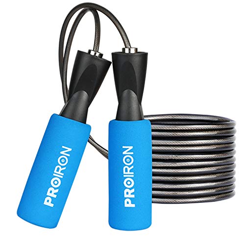 PROIRON Corde a Sauter, Skipping Rope Roulements à Billes en Acier Ergonomique, 2.8M Speed Rope Réglable, Corde à Sauter Adulte, Jump Rope pour Fitness, Boxe, Crossfit, Gym (Bleu)