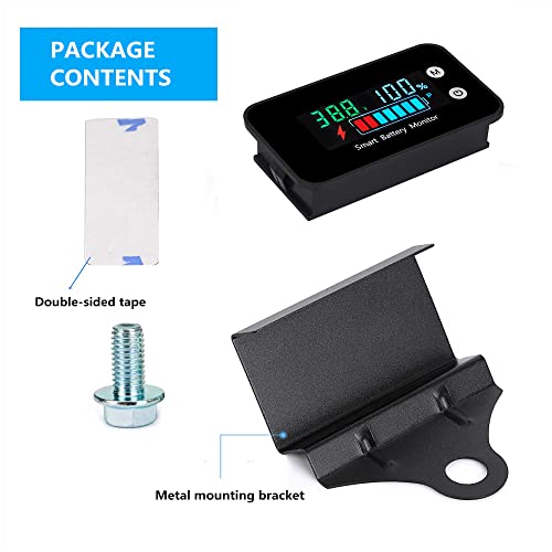 Ipx7 Waterproof Battery Monitor With Bracket 7-100V,Car Motorcycle Golf Cart Battery Meter Digital Battery Capacity Remaining Capacity Percentage Tester With Buzzer Alarm And Temperature #TOP6