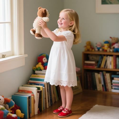 Image of Kiderence Toddler Girl Mary Jane School Uniform Dress Shoes Oxford Flats | Wide Toe Box Great Comfort for Student Shoe and Flower Girl Shoe for Wedding, Parties, Church