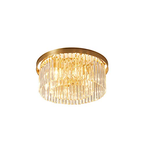 Plafonnier en cristal semi-encastré doré 4 lumières luminaire moderne 50x19 cm