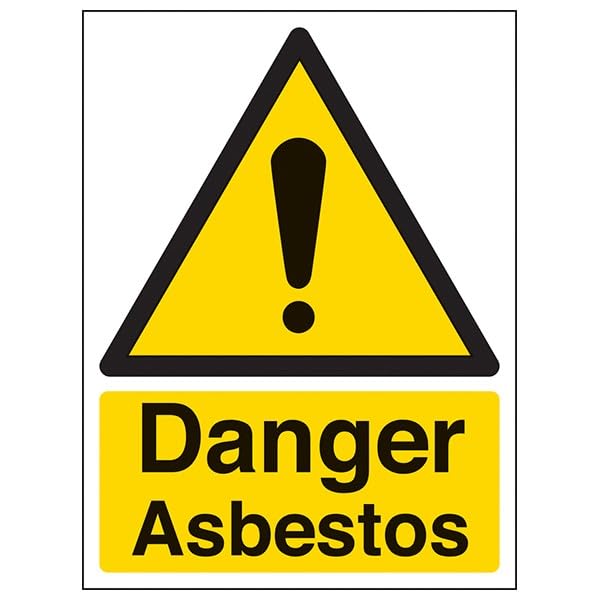 V Safety Warning Asbestos - Danger Asbestos - 300 X 400MM Safety Sign With Snap Frame, Yellow/Black, 300x400mm