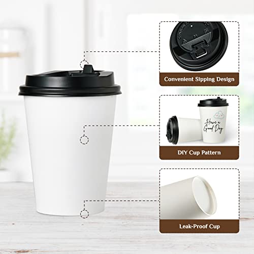 Vplus 500 Pack 12 OZ Paper Coffee Cups, Disposable 12 OZ Coffee Cups With Lids, Cold/Hot Drinking, For Home, Traveling, Stores, Office, And Events by Vplus - Image 5