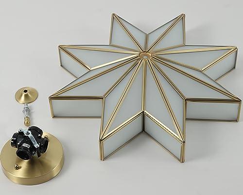 Aeyee Brass Flush Mount Ceiling Light Star Shaped Lighting Fixture 4 Lights Bedroom Ceiling Lamp With Glass Shade  thumb #3