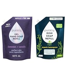 Puracy Organic Hand Soap, Professional Hand Washers Weve All Become, Lavender & Vanilla 48 oz Natural Dish Soap, Plant-Based Liquid Dishwasher Detergent Soap, Organic Lemongrass, 48oz