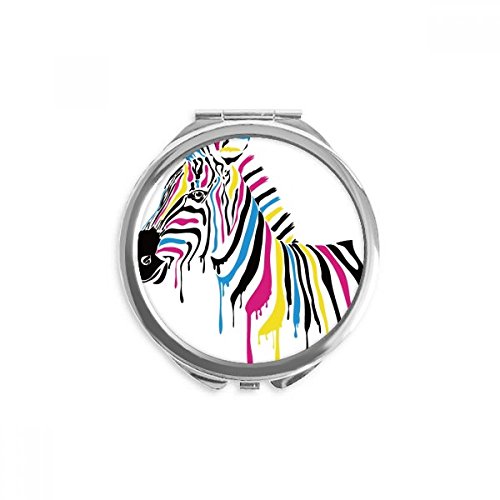 Miroir rond de poche zèbre multicolore portable pour retouches