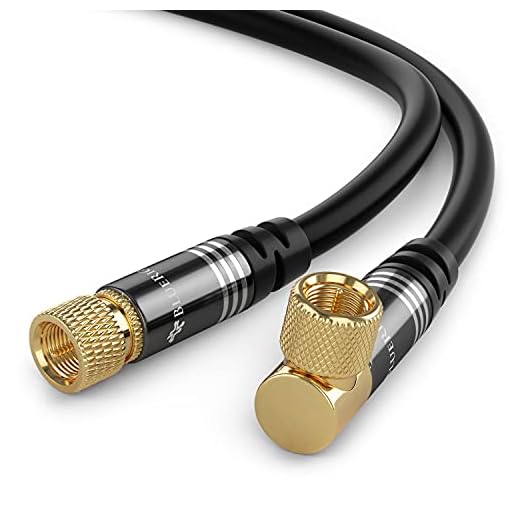 BlueRigger RG6 Coaxial Cable (15FT, 90° Angled to Straight Male F Type Connector Pin, Gold Plated, Triple Shielded) – Digital Audio Video Coax Cable Cord for HDTV, CATV, Modem, Satellite Receivers