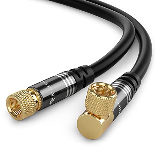 BlueRigger RG6 Digital Coaxial Audio Video Cable (6FT, 90 Angled to Straight Male F Type Connector, Triple Shielded) - HDTV, CATV, DVB-T2/C/S, Cable Modem, Radio, Satellite Receivers by BlueRigger - Used condition - US$17.54