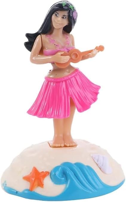 1Pc Solar Powered Dancing Girl Swinging Hawaiian Girl Grass Skirt Swing Shaking Head Doll Car Dashboard Dancing Figure Solar Dancing Figurines Desktop Ornaments Solar Power Kits Decoration?Pink?
