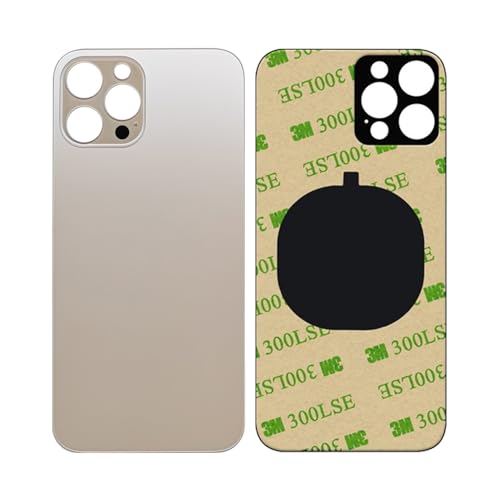 1Pcs/Lot Battery Cover Glass for iPhone 12 Pro Max Back Housing Replacement for iPhone 12PM 2IN1 Big Hole Back Glass Rear Door Case (Gold)