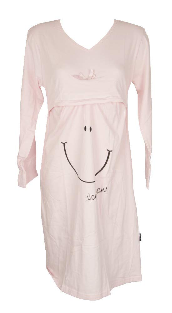 Happy People Camicia da Notte Donna Cotone Manica Lunga Scollo V per Allattamento 3261