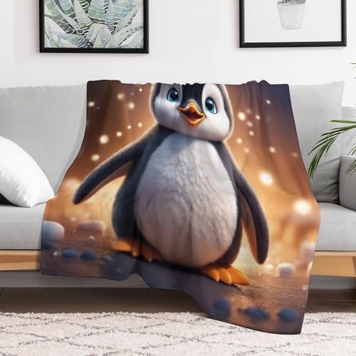 Manta de microfibra de pingüino con acabado mullido de alta densidad 3