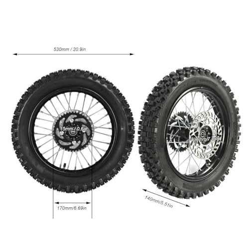 Llanta Trasera para Moto de 14 Pulgadas con Neumático 90/100 14 de Freno y Piñón Eje de 15mm Compatible con Tao Kayo TSD 110 TD 125 Apollo y SSR Ideal para Terrenos Difíciles y