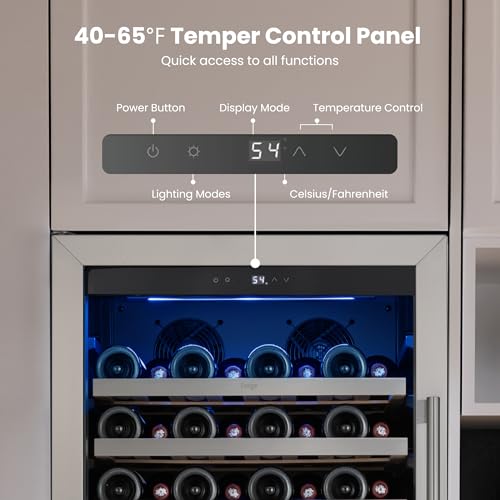 Image of Yeego 24 Inch Wine Fridge, 89 Bottle Wine Cooler with Left-Hinged