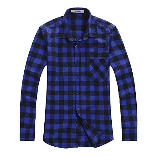 Image of OCHENTA Men's & Boys' Long Sleeve Button Down Plaid Flannel Shirt